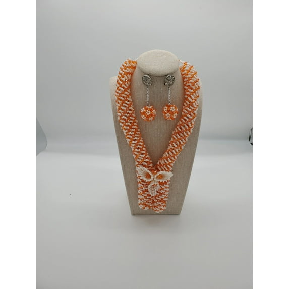 African beads layered Necklace ,Bracelet, Earrings, African Wedding .Jewelry Set