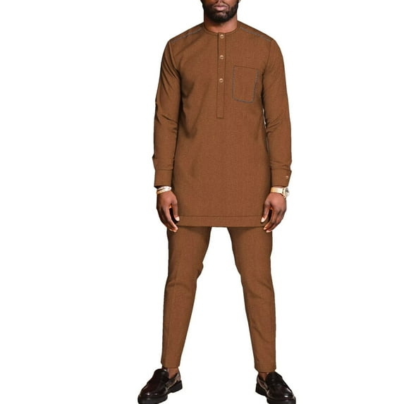 African clothing for Men long sleeve tops and pant suit set party wedding clothes