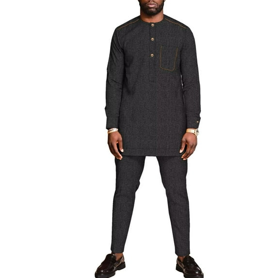 African clothing for Men long sleeve tops and pant suit set party wedding clothes