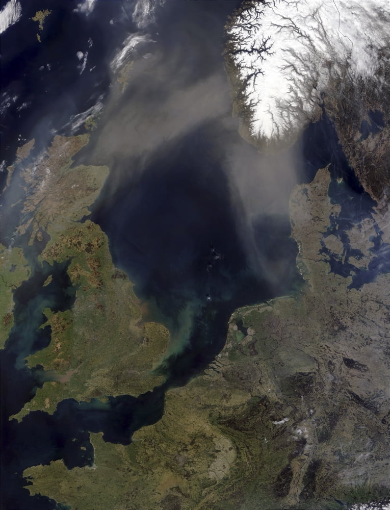 African dust blowing over Scotland across the North Sea to Norway and to Denmark Canvas Art - Stocktrek Images (24 x 32)