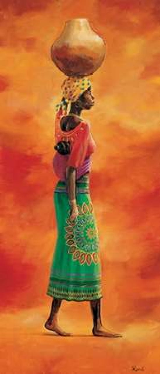African lady 1-3 Canvas Art - Renee (24 x 48)
