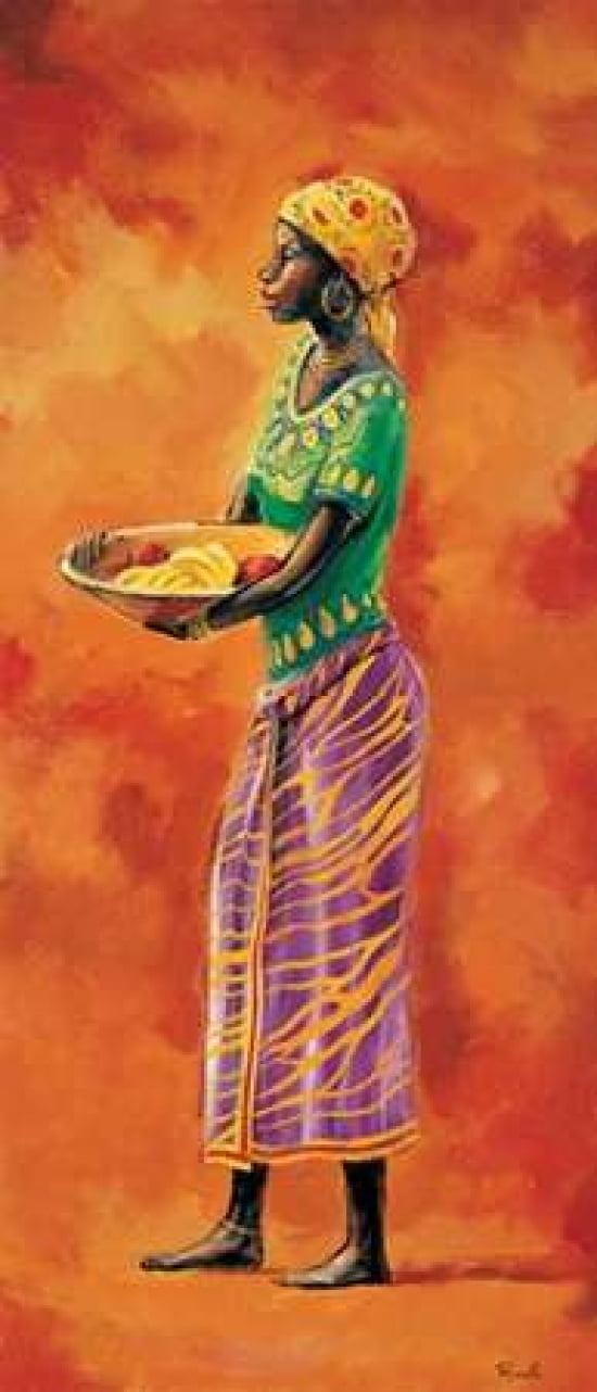 African lady 3-3 Canvas Art - Renee (24 x 48)