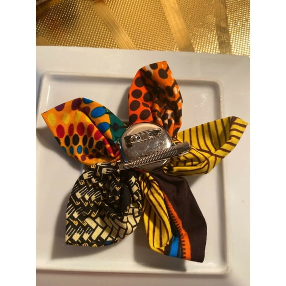 African print hair accessory/brooch pin