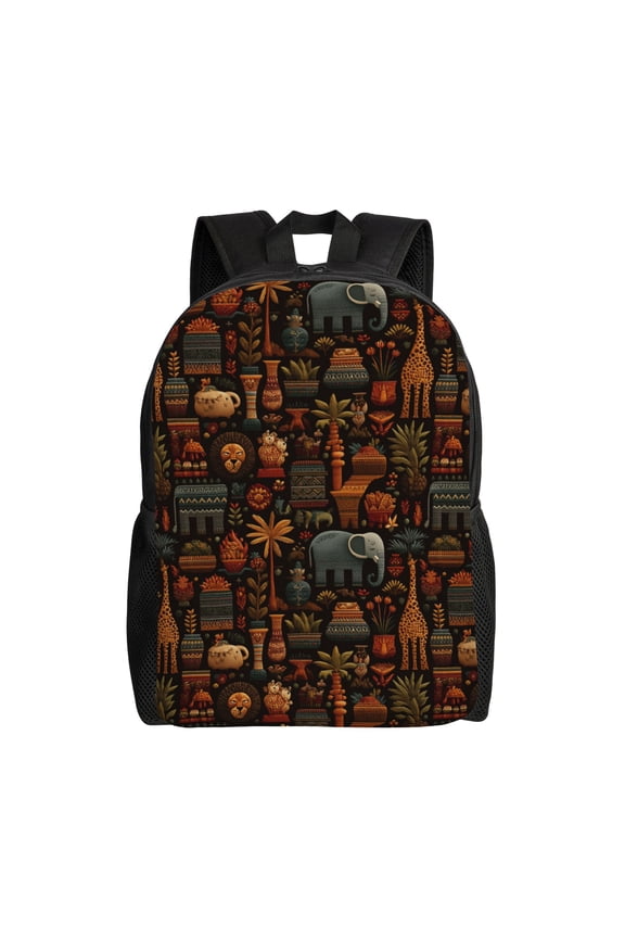 African wildlife and culture Backpack with 15 Inch Laptop Compartment,Water-Resistant Daypack, Large Capacity Backpack with Adjustable Breathable Shoulder Straps for Daily Use Travel Gym
