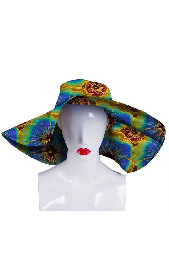 African women Hat Wide Brim Floppy Straw Sun Hat Beach Round Cap wyb560
