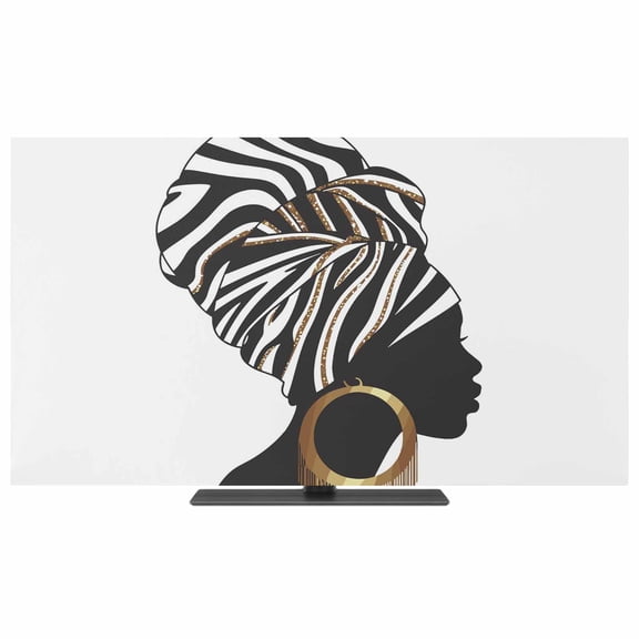 Africans TV Dust Cover, Stretchable TV Screen Desktop Computer Protector Cover, Modern Abstract Ethnic Women Television Dustproof Slipcover Indoor Outdoor Decor for 36–40 Inch Flat or Curved TVs