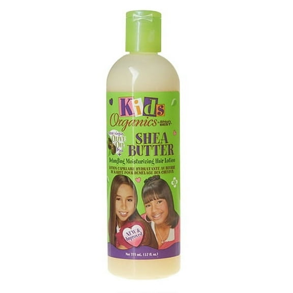 Africas Best Kids Organics Extra Virgin Olive Oil Plus Detangling Moisturizing Hair Lotion, Shea Butter, 12 oz, 2 Pack