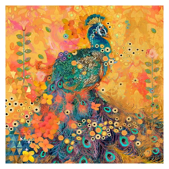 "Afrikarma Peacock" Painting Print on Wrapped Canvas