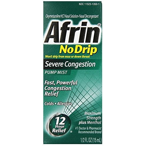 Afrin 12Hr Severe Congestion Maximum Strength Nasal Spray, 0.5oz, 12-Pack