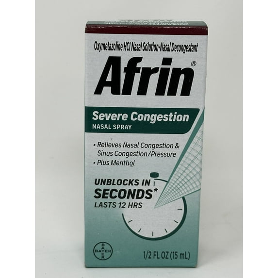 Afrin 12Hr Severe Congestion Maximum Strength Nasal Spray, 0.5oz, 4-Pack
