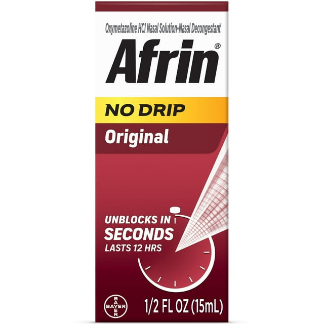 Afrin No Drip Original 12 Hour Nasal Decongestant Pump Mist - 15 ml