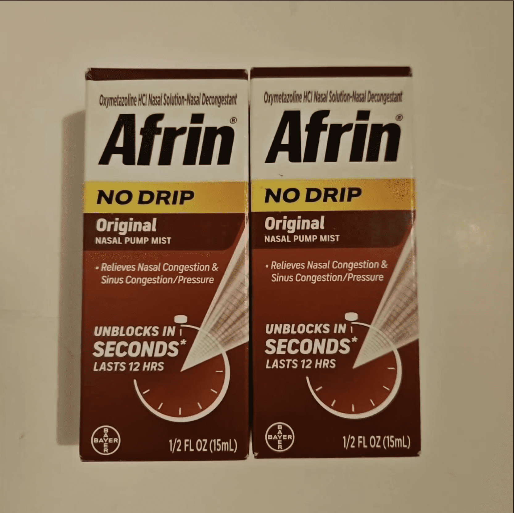 Afrin No Drip Original Nasal Decongestant Pump Mist 15 mL Pack of 4