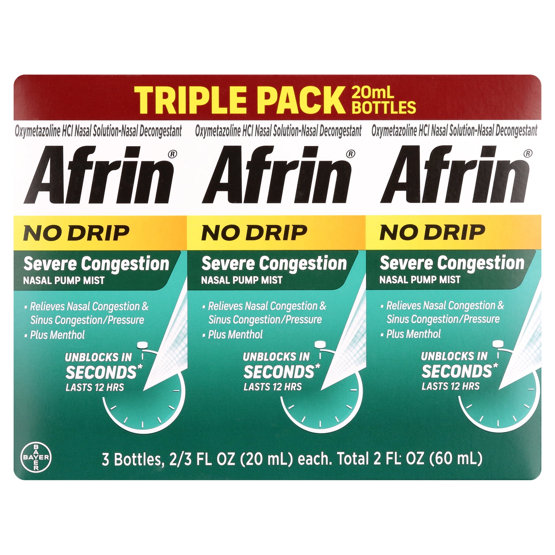Afrin No Drip Severe Congestion 12 Hour Nasal Spray, 60 ml