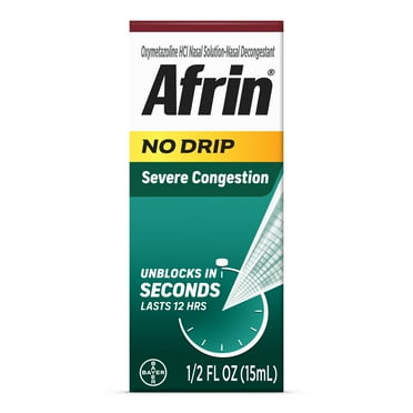 Afrin No Drip Severe Congestion Pump Mist Nasal Spray, 12 Hour Congestion Relief, 15 mL