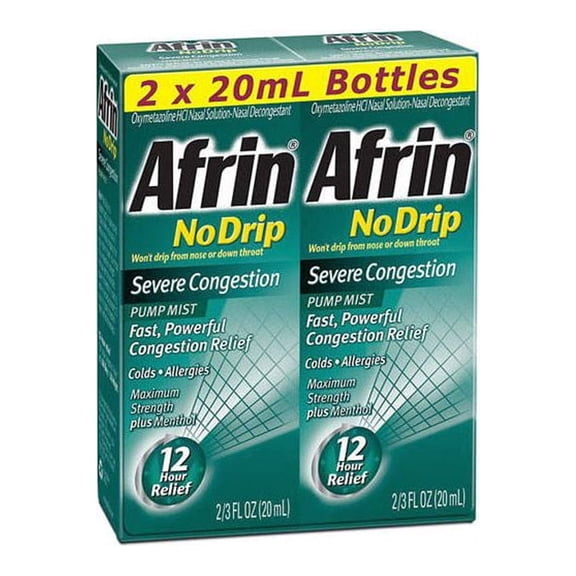 Afrin No Drip Severe Congestion Pump Mist, 0.67 fl. oz. (20 ml) - 2 Pack