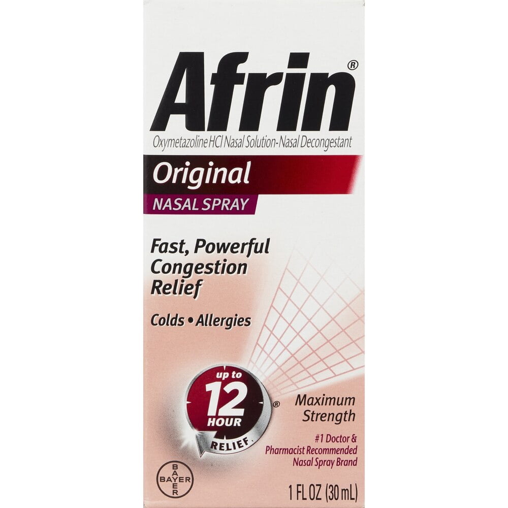 Afrin Original Nasal Spray Maximum Strength 12Hr Congestion Relief, 1 oz