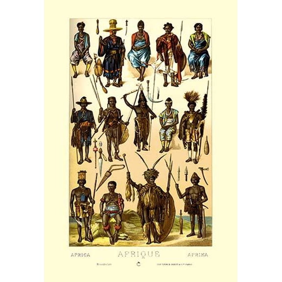 Afrique: Members of Various Tribes-Fine Art Canvas Print (20" x 30")