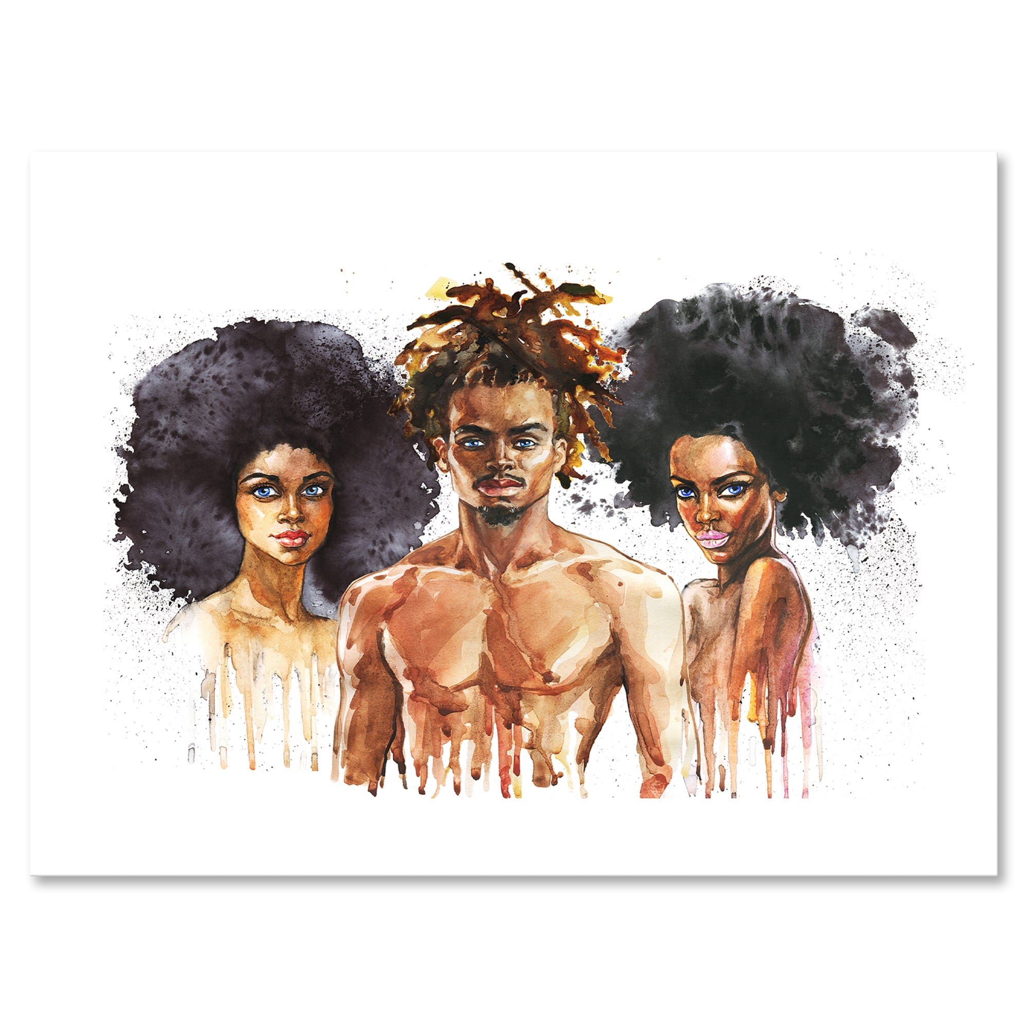Afro American Fashion Portraits 40 in x 30 in Painting Canvas Art Print, by Designart