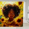 thumbnail image 1 of Afro-American Shower Curtain Rustic Farm Sunflowers Bath Curtain Teen Dreamy Butterfly Bathroom Decor Black Princess Themed Waterproof Curtain Afro Curtain,72" W x 84" L, 1 of 5