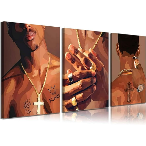 Afro Black Woman Canvas Wall Art African American Men Black Pictures Wall Decor Black Poster Print Abstract African American Decor Artwork for Bedroom Living Room Bathroom Decoration