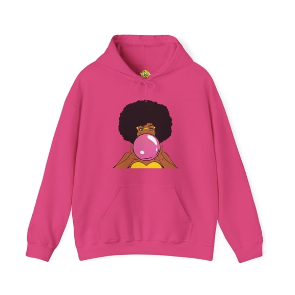 Afro Bubble Gum Pop Art Hoodie, Natural Hair Black Girl Magic Sweatshirt