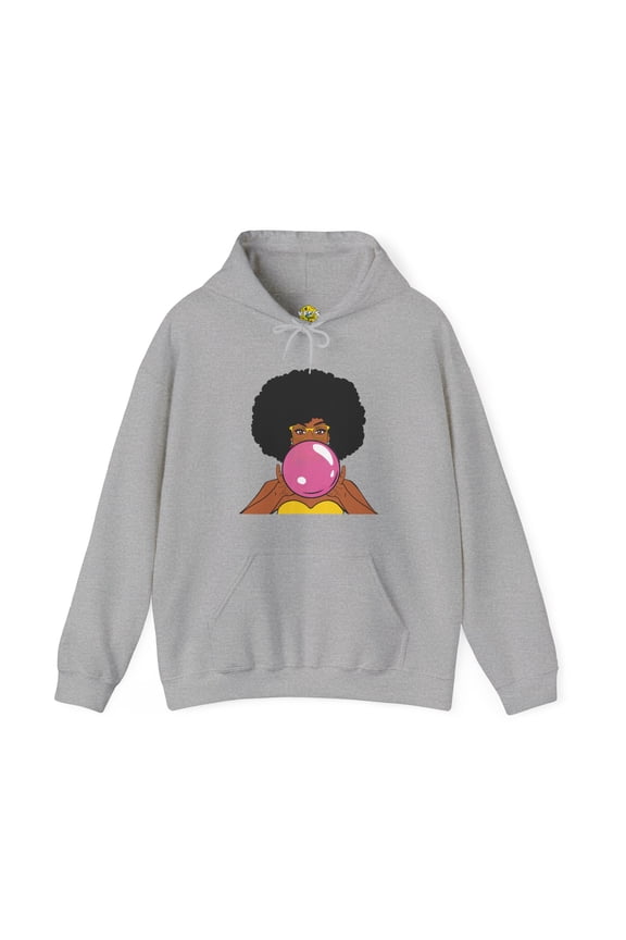 Afro Bubble Gum Pop Art Hoodie, Natural Hair Black Girl Magic Sweatshirt