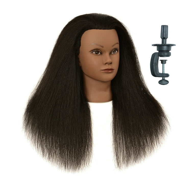 100% Real Hair Mannequin Head Hairdresser Training Head Manikin Cosmetology Doll Head Yaki Hair Mannequin Head Hair Styling Training Head Afro
