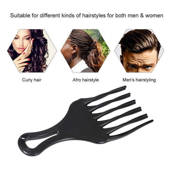 Afro Comb 1Pc Hair Comb Insert Afro Hair Pick Comb Hair Fork Comb Plastic High & Low Gear Comb Hairdressing Styling Tool Black for Man & Woman