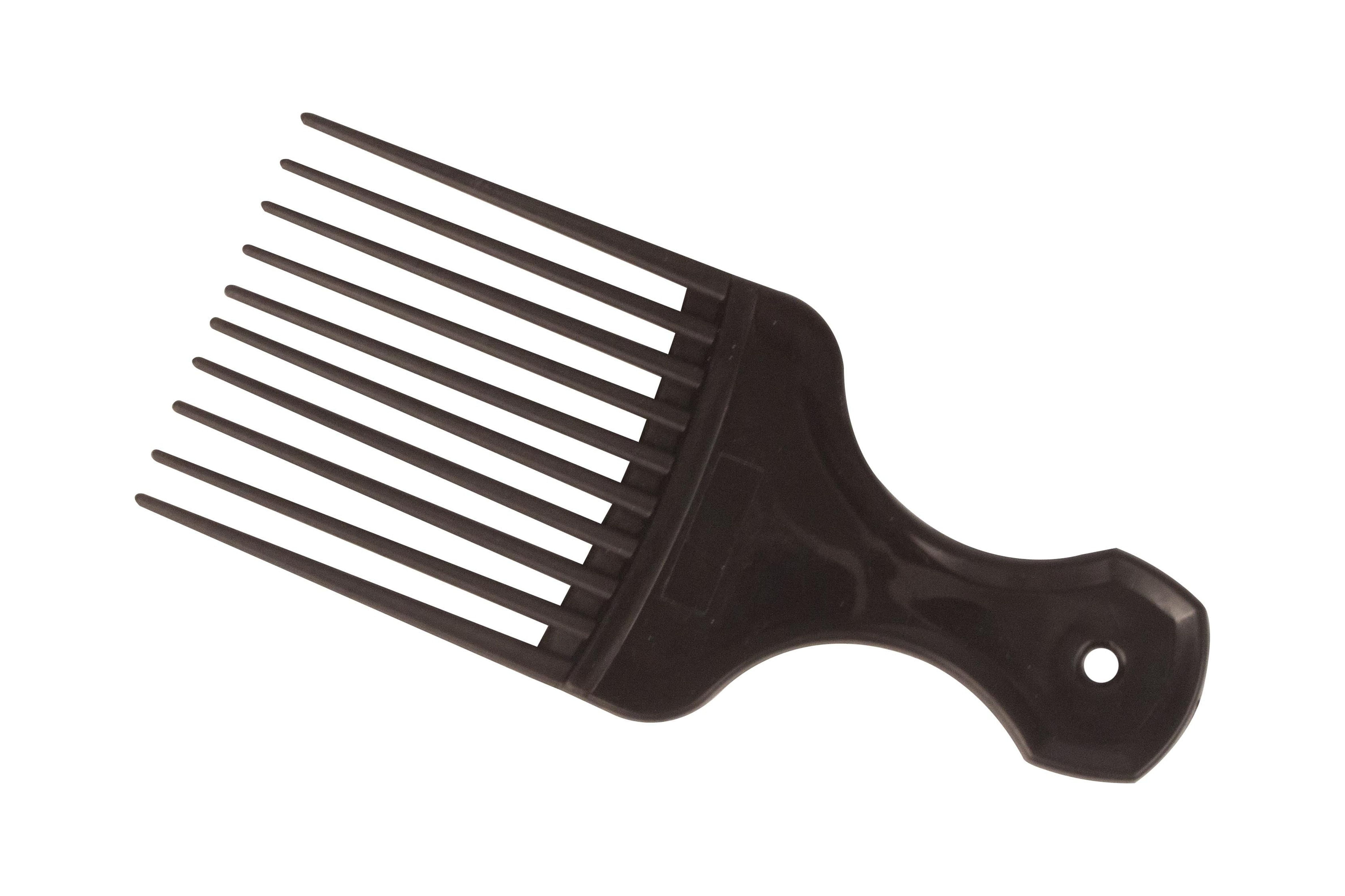 Afro Comb Hair Pick With Handle ALL BLACK For Styling Hair & Detangle
