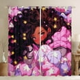 thumbnail image 1 of Afro Hair Curtains for Living Room 2 Panels 52"Wx84"L, Cute Afro Melanin Princess 30%-50% Blackout Curtains,American Black Curtains & Drapes Glitter Stars Kawaii Room Decor, 1 of 6