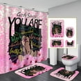 Afro Kids Shower Curtain Set, Cute Black Girl Bathroom Sets with Shower