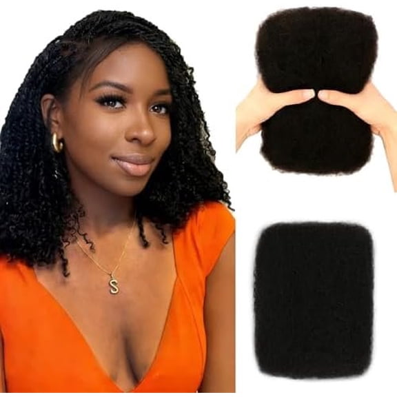 Afro Kinky Bulk Human Hair 18 Inch Black 1 Pack 50g | For Dreadlocks, Extensions Repair , Twist Braiding, For