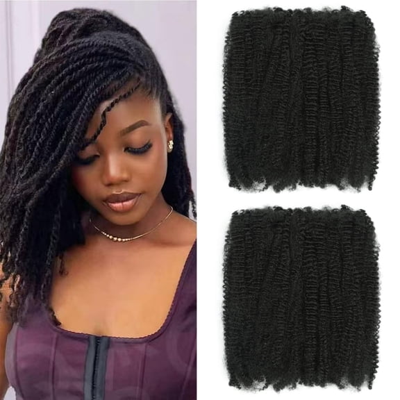 Afro Kinky Curly Bulk Synthetic Braiding Hair 12 inch Protein Fiber Durable Curl Hair Soft Micro Twist Braids Hair Extensions 1B#