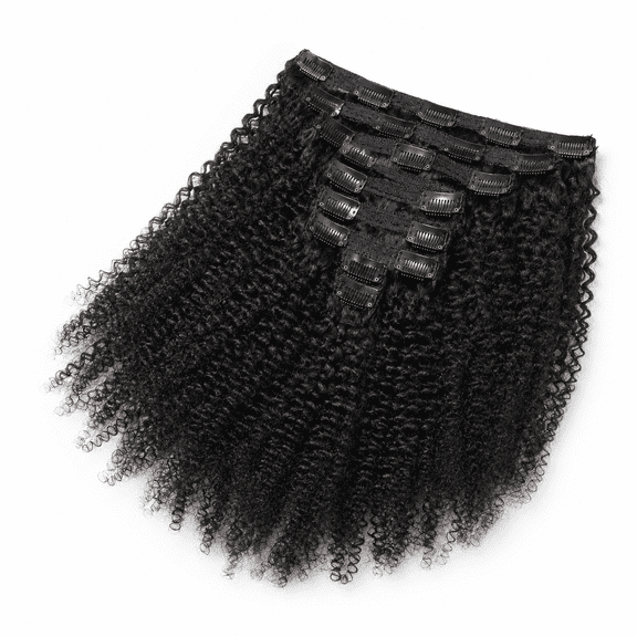 Afro Kinky Curly Clip 4c Human Hair Black 10inch