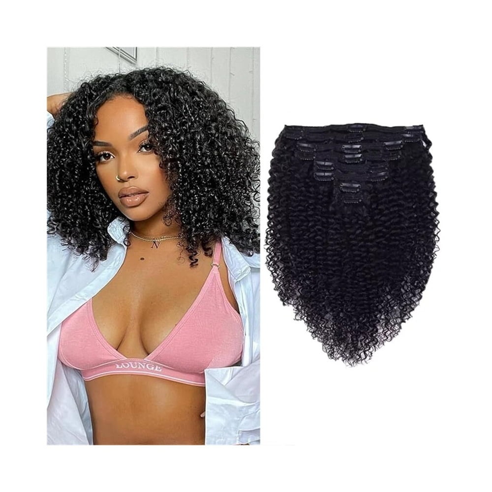Afro Kinky Curly Clip in Hair Extensions Human Hair Clip in Extensions 8pcs 120g/set Brazilian Remy Hair Curly Hair Clip Ins for Black Women