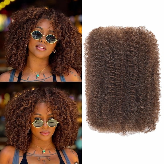 Afro Kinky Curly Human Braiding Hair 12Inch 50g/Pack, Chocolate Brown for Dreadlock & Spring Twist Extensions