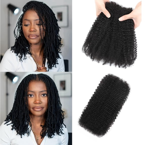 Afro Kinky Curly Human Braiding Hair 12Inch 50g/Pack, Chocolate Brown for Dreadlock & Spring Twist Extensions