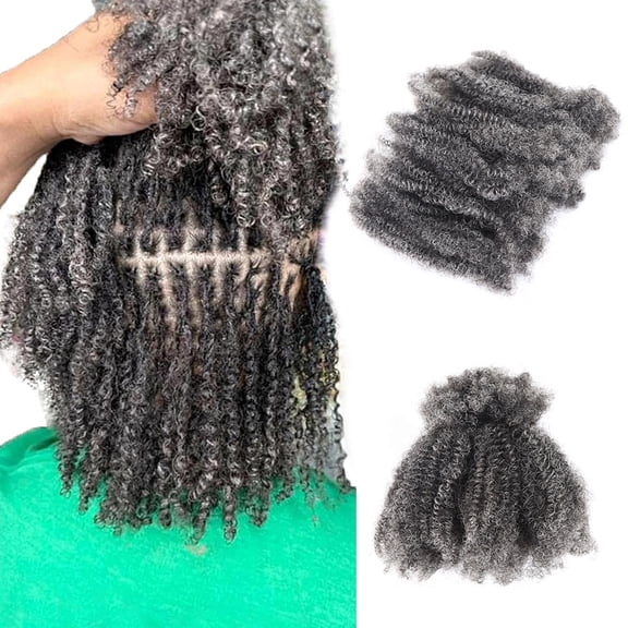 50g Afro Kinky Hair Bulk 100% Human Hair for Braiding, Gray Dreadlock Locks Hair Extensions, Loc Repair, Twists & Braids, 16Inch