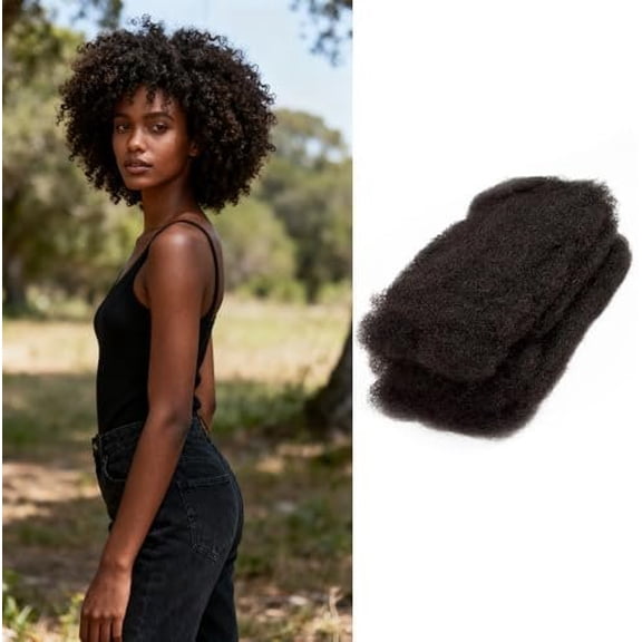 Afro Kinkys Bulk Human Hair 2 12 Inch Kinky Curly Human Braiding Hair For Mini Twist Repair Braiding, Crochet Human Hair 1B Color (1b, 12 inch)