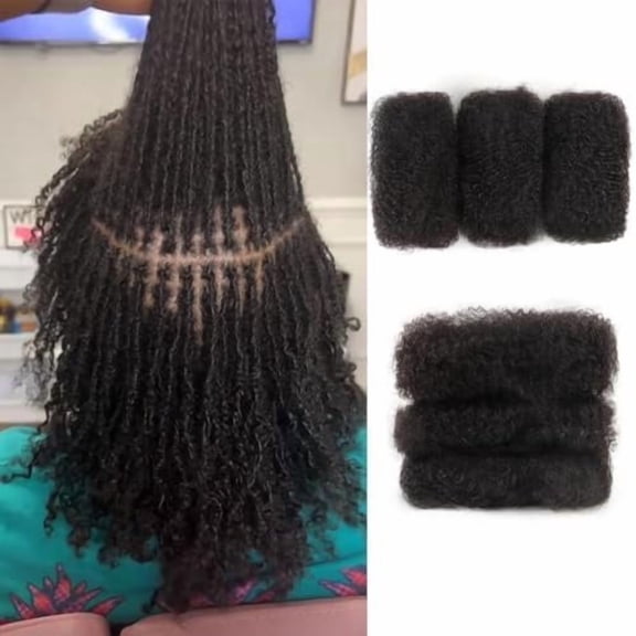 Afro Kinkys Bulk Human Hair 3 90 Gram For Twists Braiding Dreadlock Extensions Create Repair Braid Twist Human Hair Bulks Extensions 1B Black 10+10+10 30g/bundle