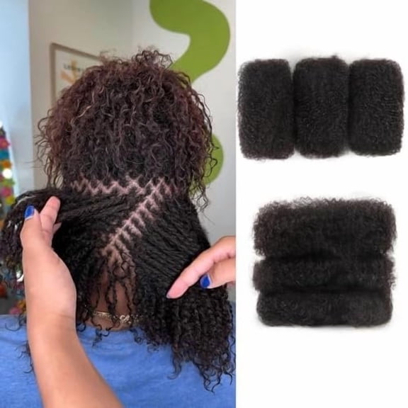 Afro Kinkys Bulk Human Hair 3 90 Gram For Twists Braiding Dreadlock Extensions Create Repair Braid Twist Human Hair Bulks Extensions 1B Black 8+8+8 30g/bundle