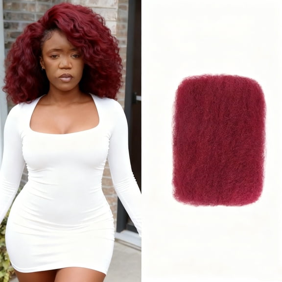 Afro Kinkys Bulk Human Hair For Twist, 12inch 4C Kinky-Curly for Dreadlocks, Loc Repair, Braiding Hair(Red, 50 Gram)