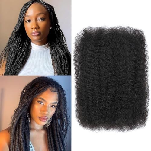 Afro Kinkys Bulk Human Hair - Real Human Hair for Mini Twist, Braiding, 16 Inch 50g 4c Kinky Curly Hair , Loc Extensions & Crochet,  Afro Bulk for Dreadlocks