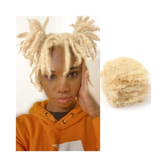 Afro Kinkys Bulk Human Hair for Dreadlocks Extensions Repair Locs Braiding Twist #613 Blonde Color
