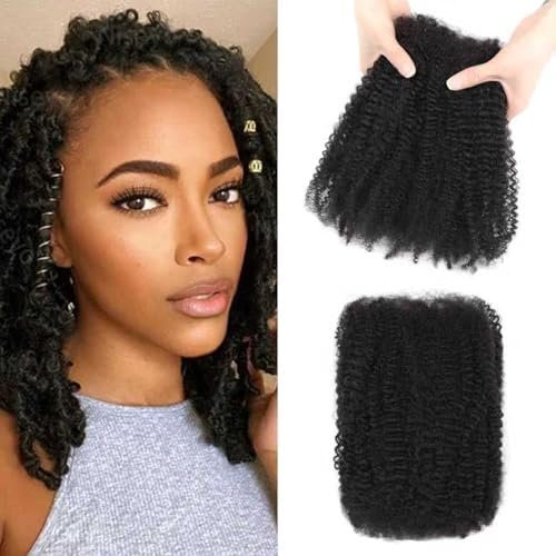 Afro Kinkys Bulk Human Hair for Dreadlocks Extensions Repair Lose,Twists,Braids 1B 4C Afro Kinky Curly Human Hair No Short Hair 50g/Pack 1B 14 Inch