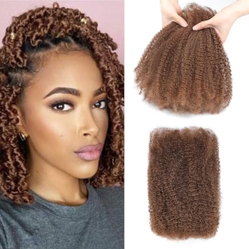 Afro Kinkys Bulk Human Hair for Dreadlocks Extensions Repair ,Twists,Braids 30# 4C Afro Kinky Curly Human Hair No Short Hair 50g/Pack 12 Inch