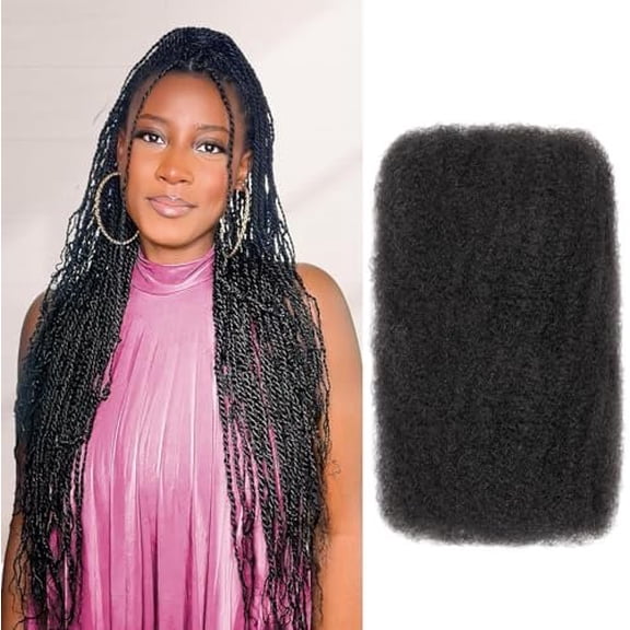 Afro Kinkys Bulk Human - Real Human Braiding for Mini Twist, Loc Extensions & Crochet ,12 Inch Kinky Curly Human Crochet , Afro Bulk for Dreadlocks (1B, 12inch)