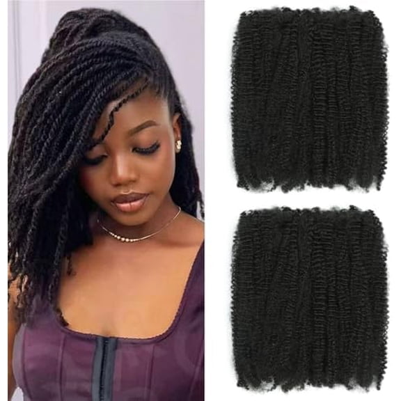 Afro Kinkys Synthetic Hair 12 Inch 3 count/Lot(150g) Black Afro Kinky for Dreadlock Extensions Microloc Loc Repair Twists Mini Twist Hair Braiding Hair (1 B, 12inch)
