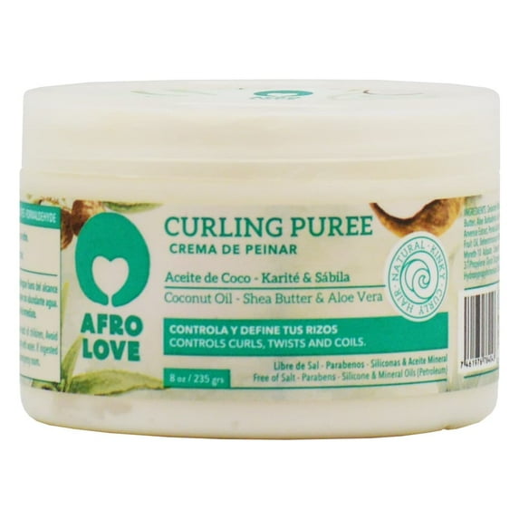 Afro Love Curling Puree Nourishing Hair Styling Cream with Coconut Oil, Shea Butter & Aloe Vera, 8 oz