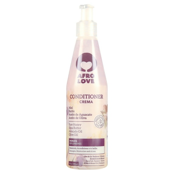 Afro Love Hair Conditioner 10 fl.oz.-Free of salt, sulfate, parabens, formaldehyde. Contains: natural elements such as Mint, Eucalyptus, Shea Butter, Aloe Vera, Honey and several Natural Oils.